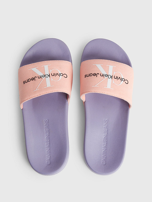 purple recycled canvas sliders for women calvin klein jeans