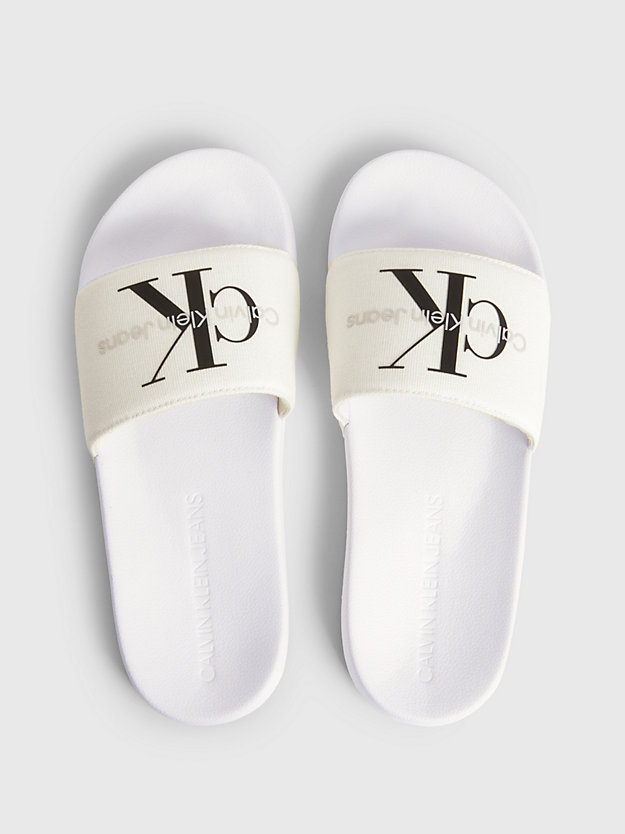 creamy white / bright white slippers aus canvas für damen - calvin klein jeans