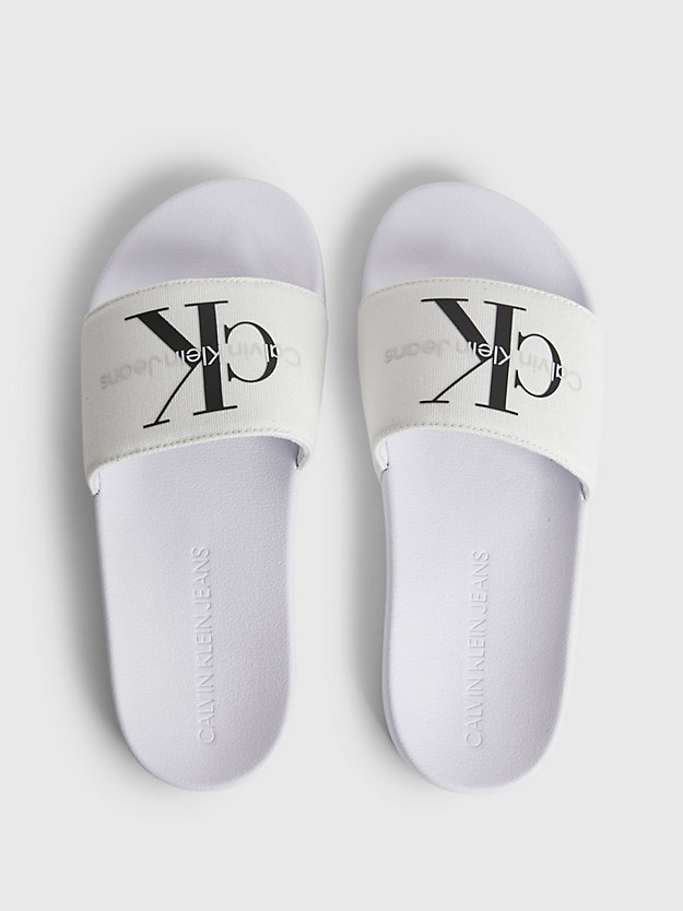 WHITE Recycled Canvas Sliders for women CALVIN KLEIN JEANS
