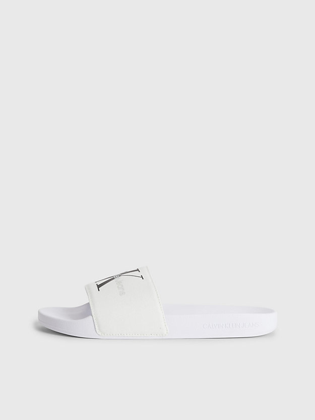 WHITE Recycled Canvas Sliders for women CALVIN KLEIN JEANS