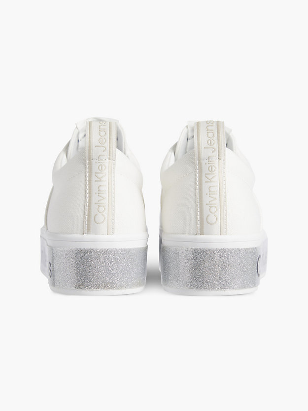 BRIGHT WHITE Recycled Platform Glitter Trainers for women CALVIN KLEIN JEANS