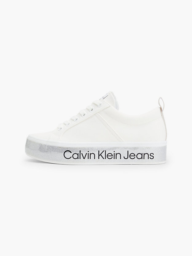 BRIGHT WHITE Recycled Platform Glitter Trainers for women CALVIN KLEIN JEANS