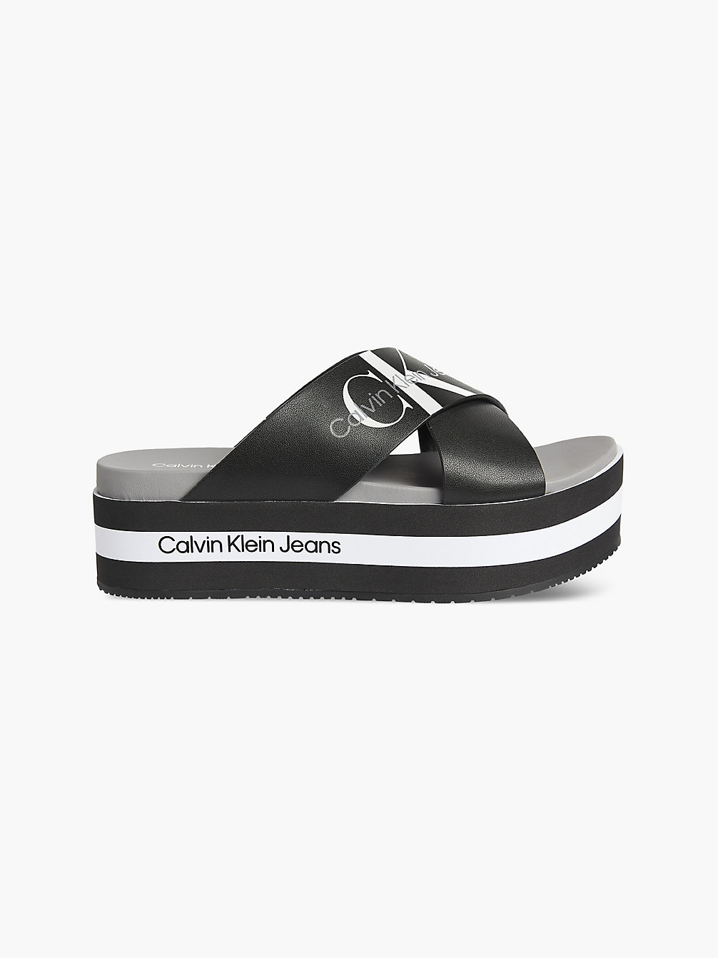 BLACK Leather Platform Sandals undefined women Calvin Klein