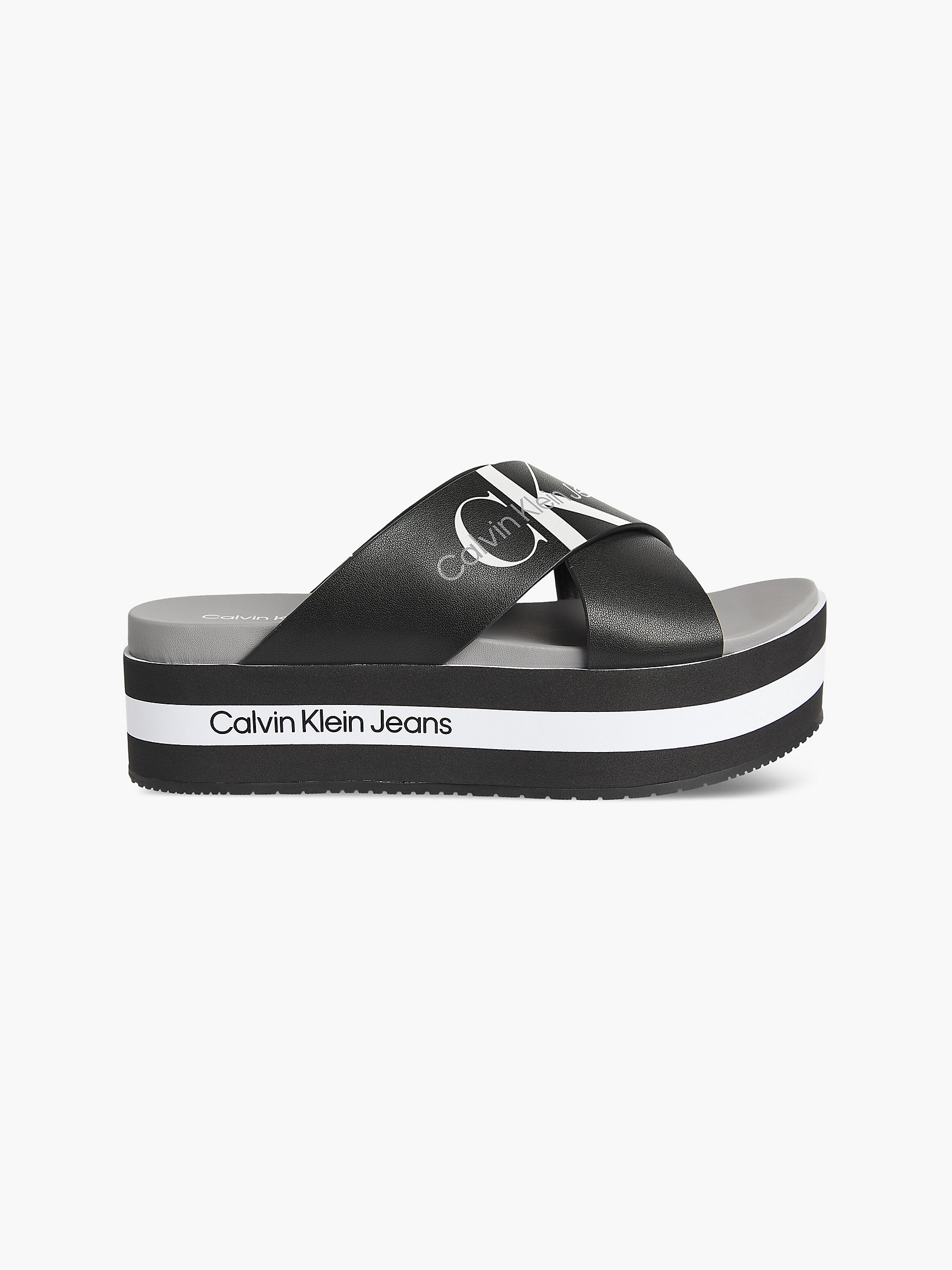 Black Leather Platform Sandals undefined women Calvin Klein