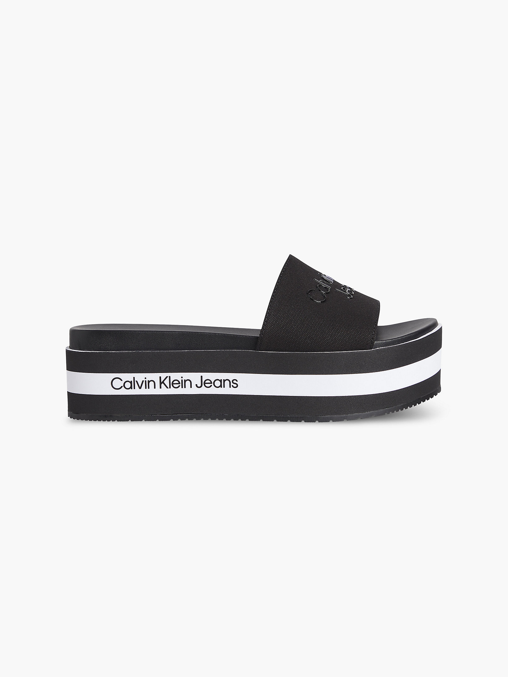 Black Recycled Canvas Platform Sandals undefined women Calvin Klein