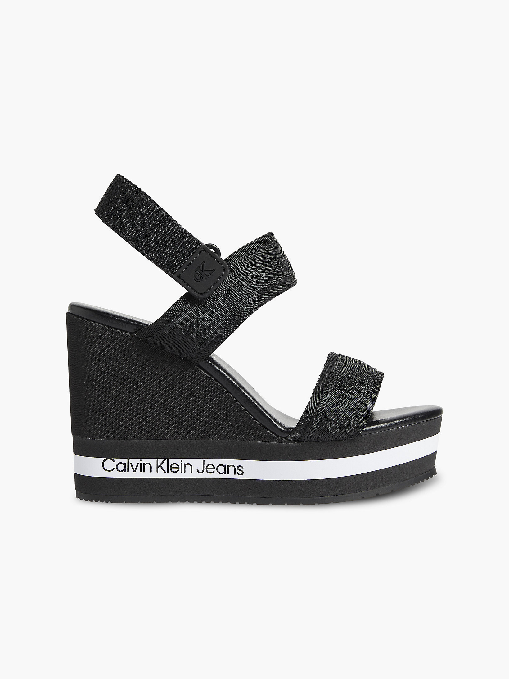 Black Recycled Platform Wedge Sandals undefined women Calvin Klein