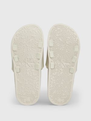 eggshell/creamy white logo sliders for women calvin klein jeans