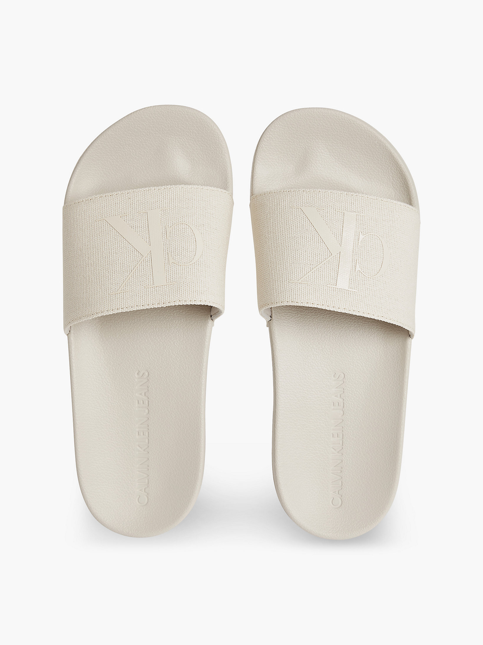 Eggshell Recycled Canvas Sliders undefined women Calvin Klein