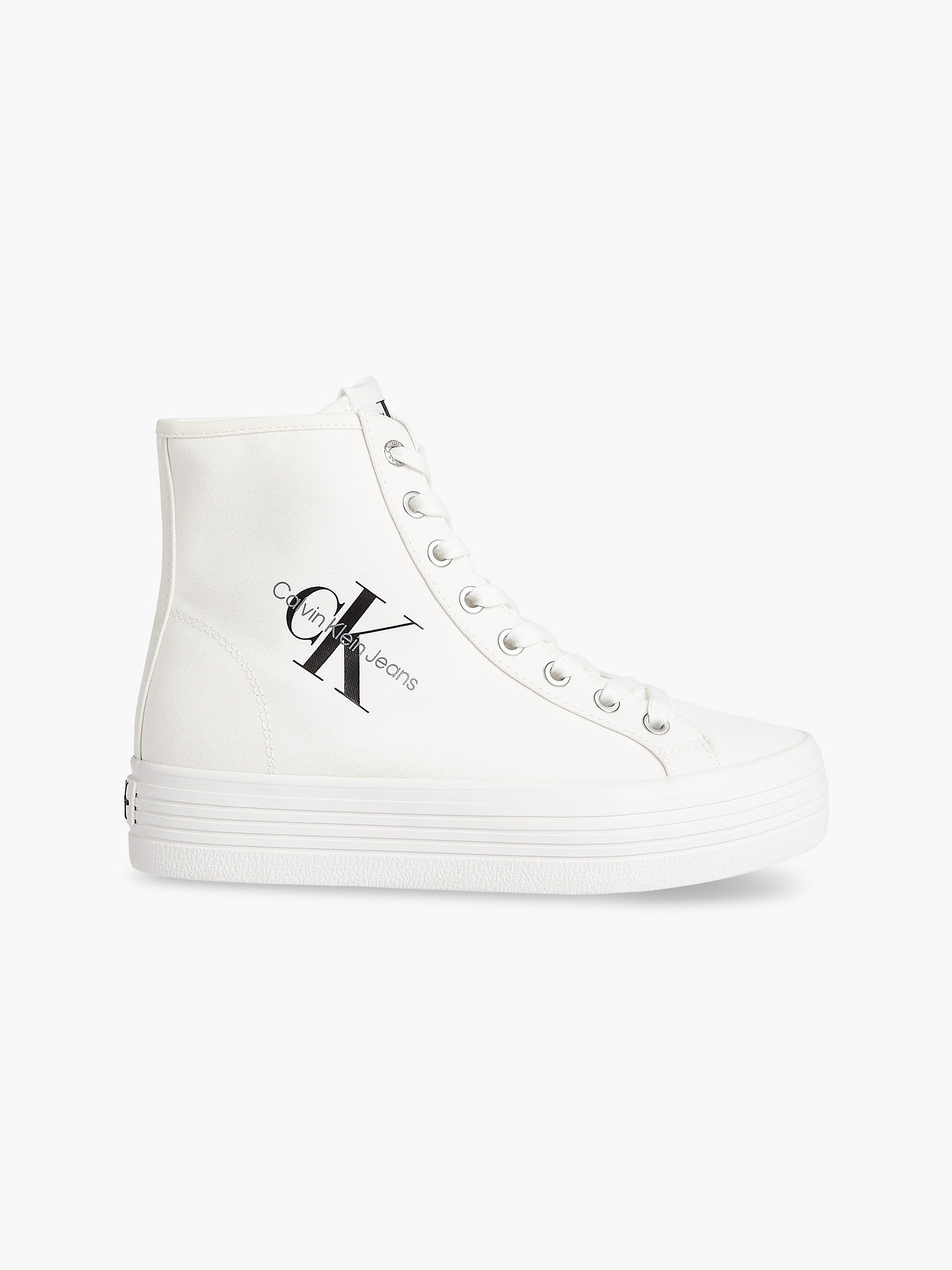 Bright White Recycled Platform High-Top Trainers undefined women Calvin Klein