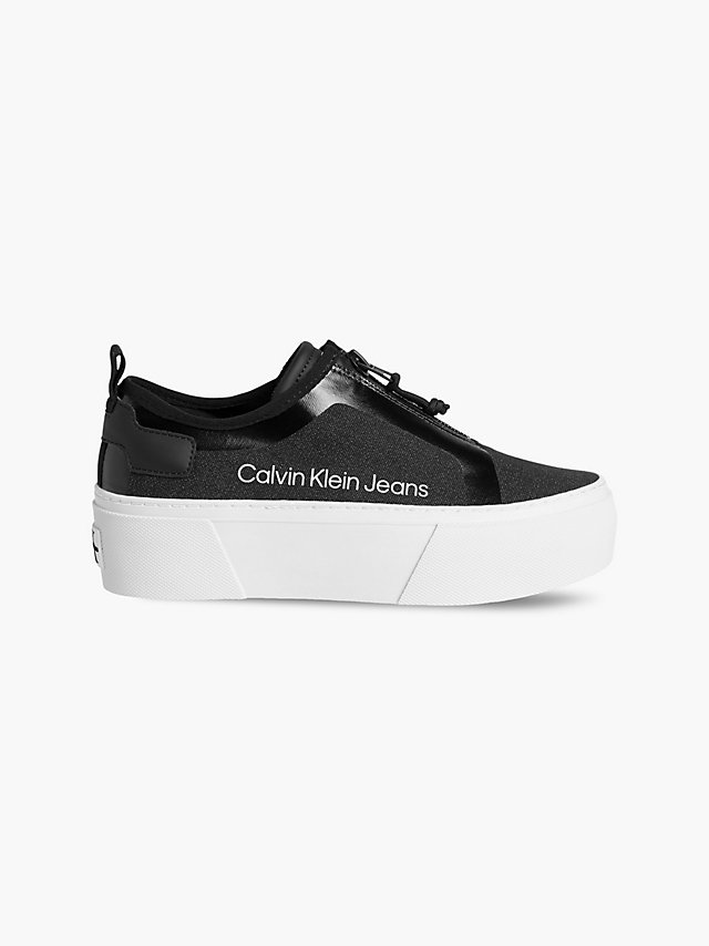 Zapatillas De Cremallera De Lona Reciclada Con Plataforma > Black > undefined mujer > Calvin Klein