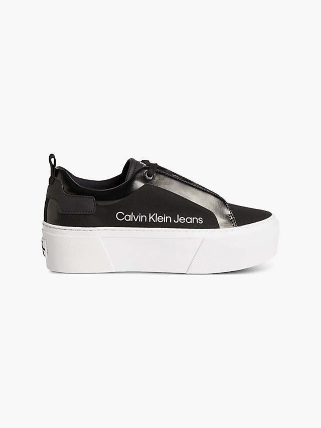 Black Plateau-Sneakers Aus Recyceltem Canvas undefined Damen Calvin Klein