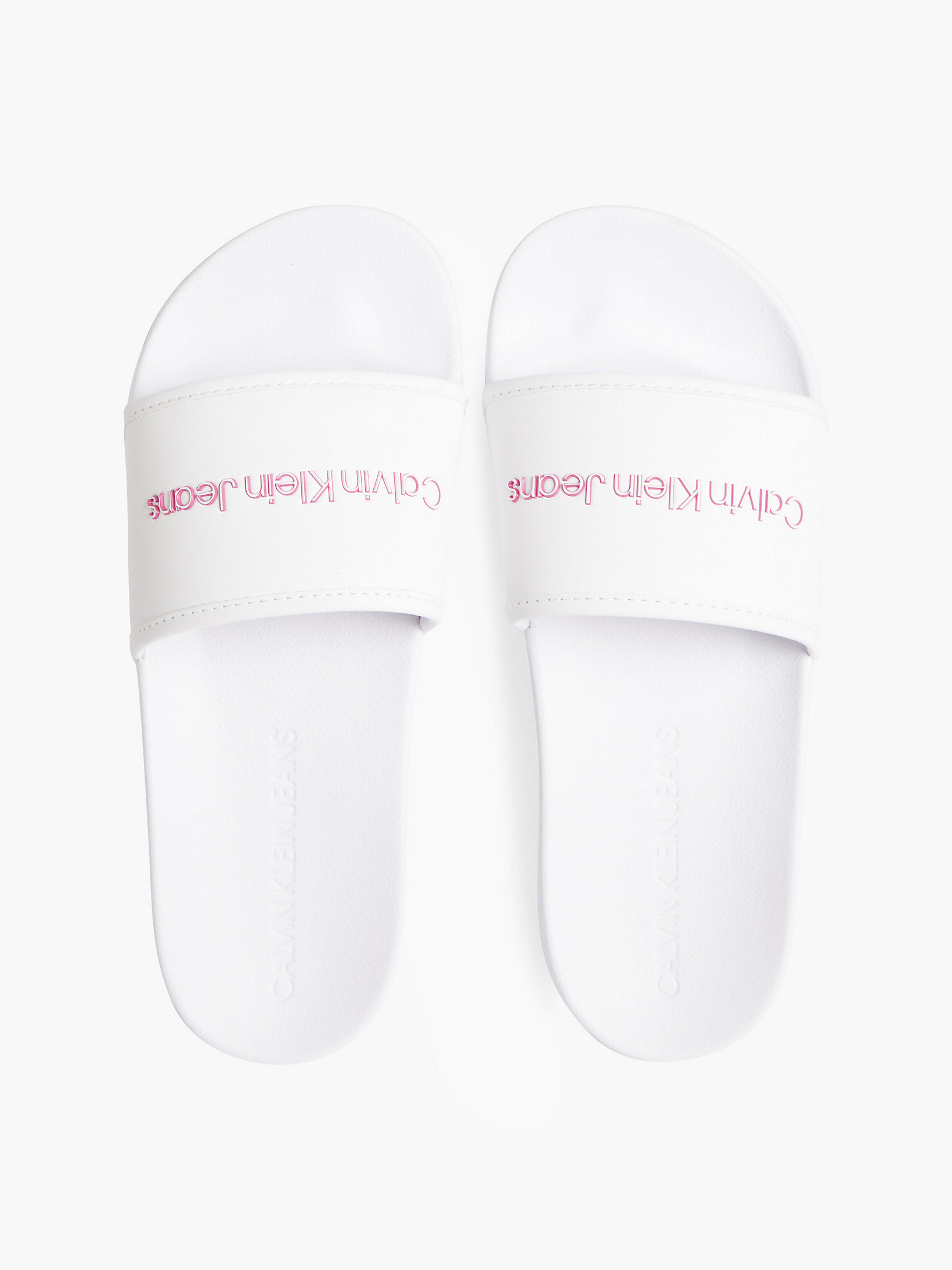 White/neon Pink Logo Sliders undefined women Calvin Klein