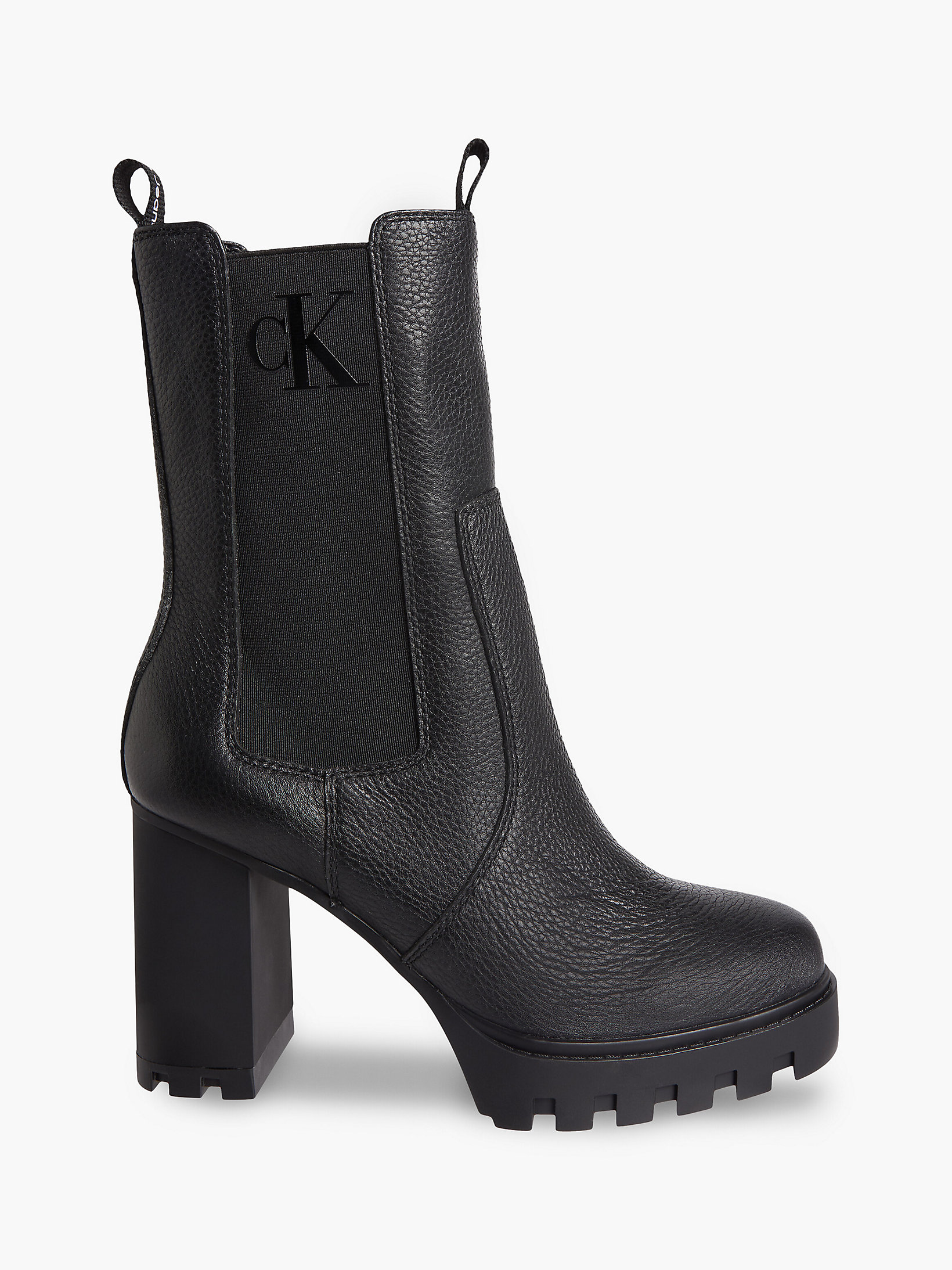 Black Leather Heeled Platform Boots undefined women Calvin Klein
