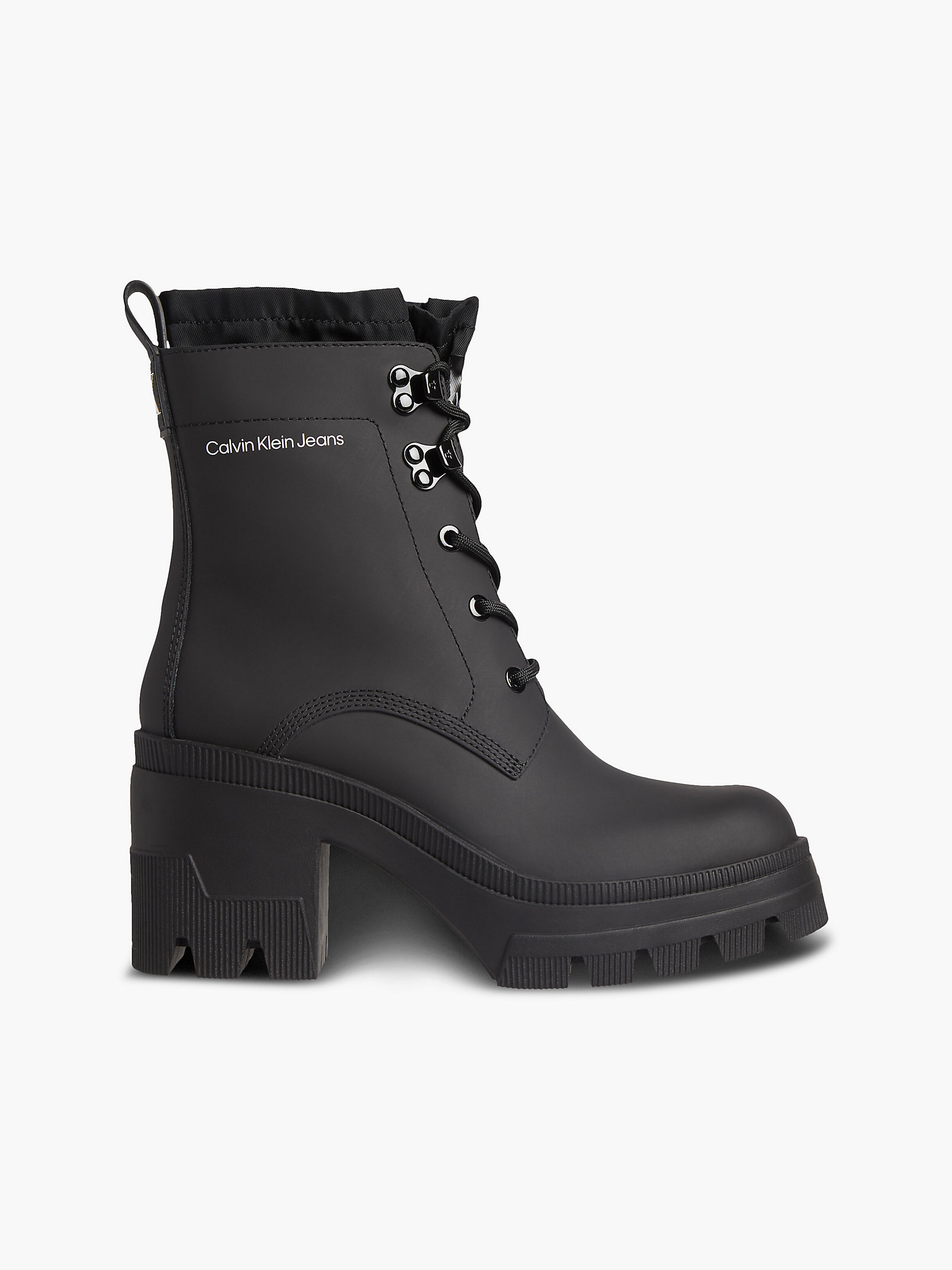 Black Leather Chunky Heeled Boots undefined women Calvin Klein