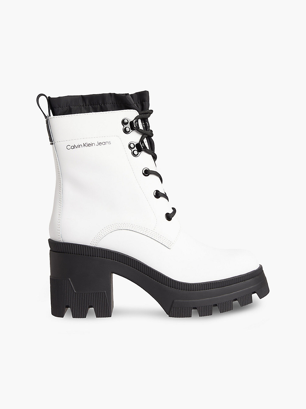 BRIGHT WHITE Leather Chunky Heeled Boots undefined women Calvin Klein