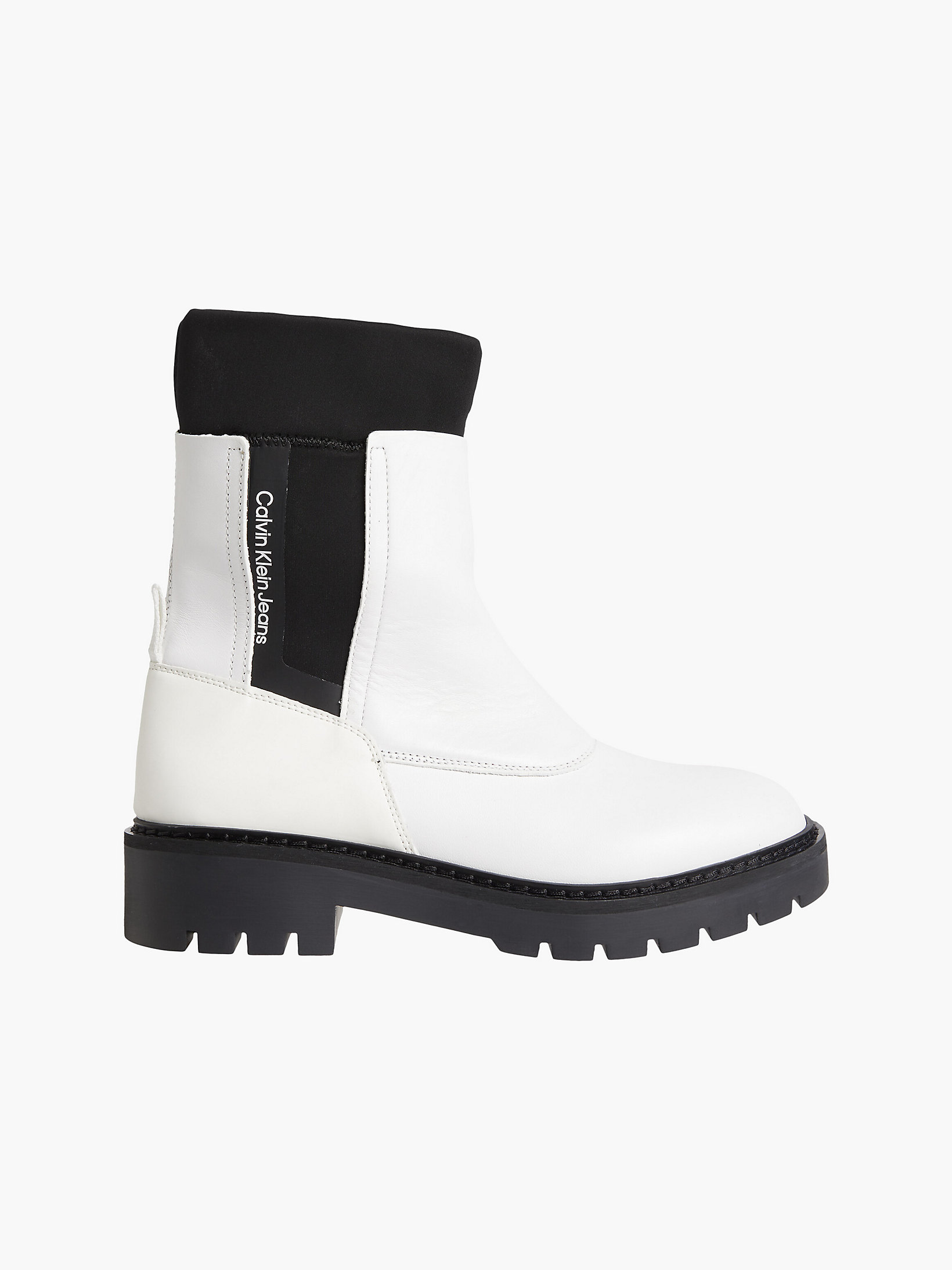 Bright White Leather Chelsea Boots undefined women Calvin Klein