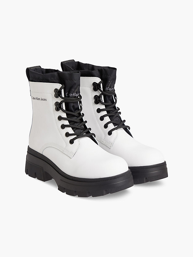 BRIGHT WHITE Leather Chunky Platform Boots for women CALVIN KLEIN JEANS