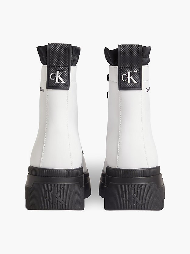 BRIGHT WHITE Leather Chunky Platform Boots for women CALVIN KLEIN JEANS