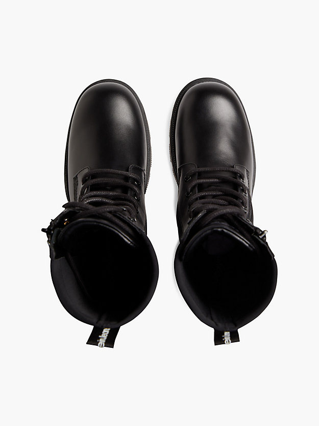 black chunky leder-boots mit plateau-sohle für damen - calvin klein jeans