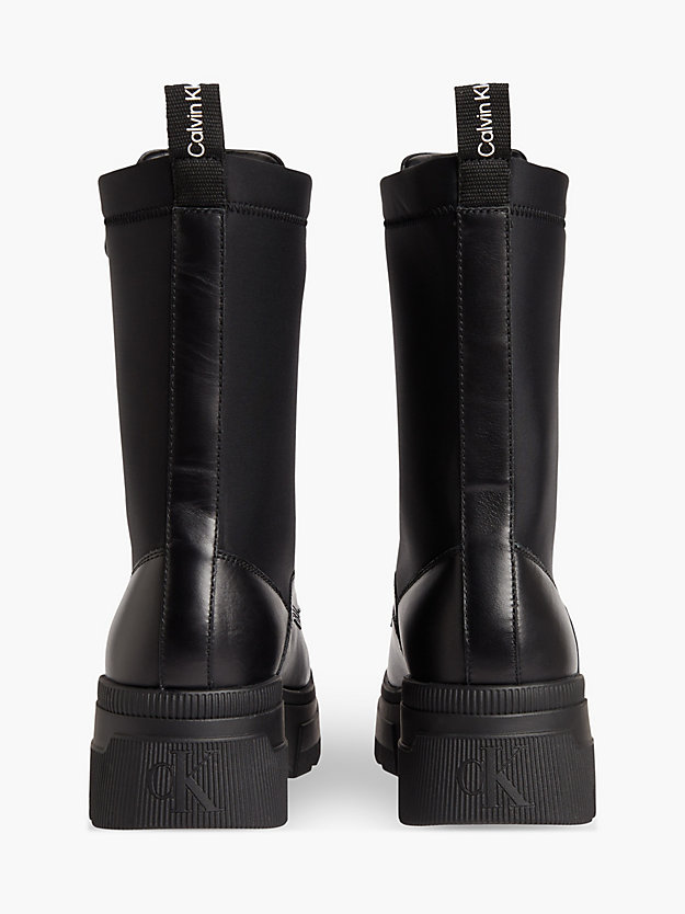 black chunky leder-boots mit plateau-sohle für damen - calvin klein jeans
