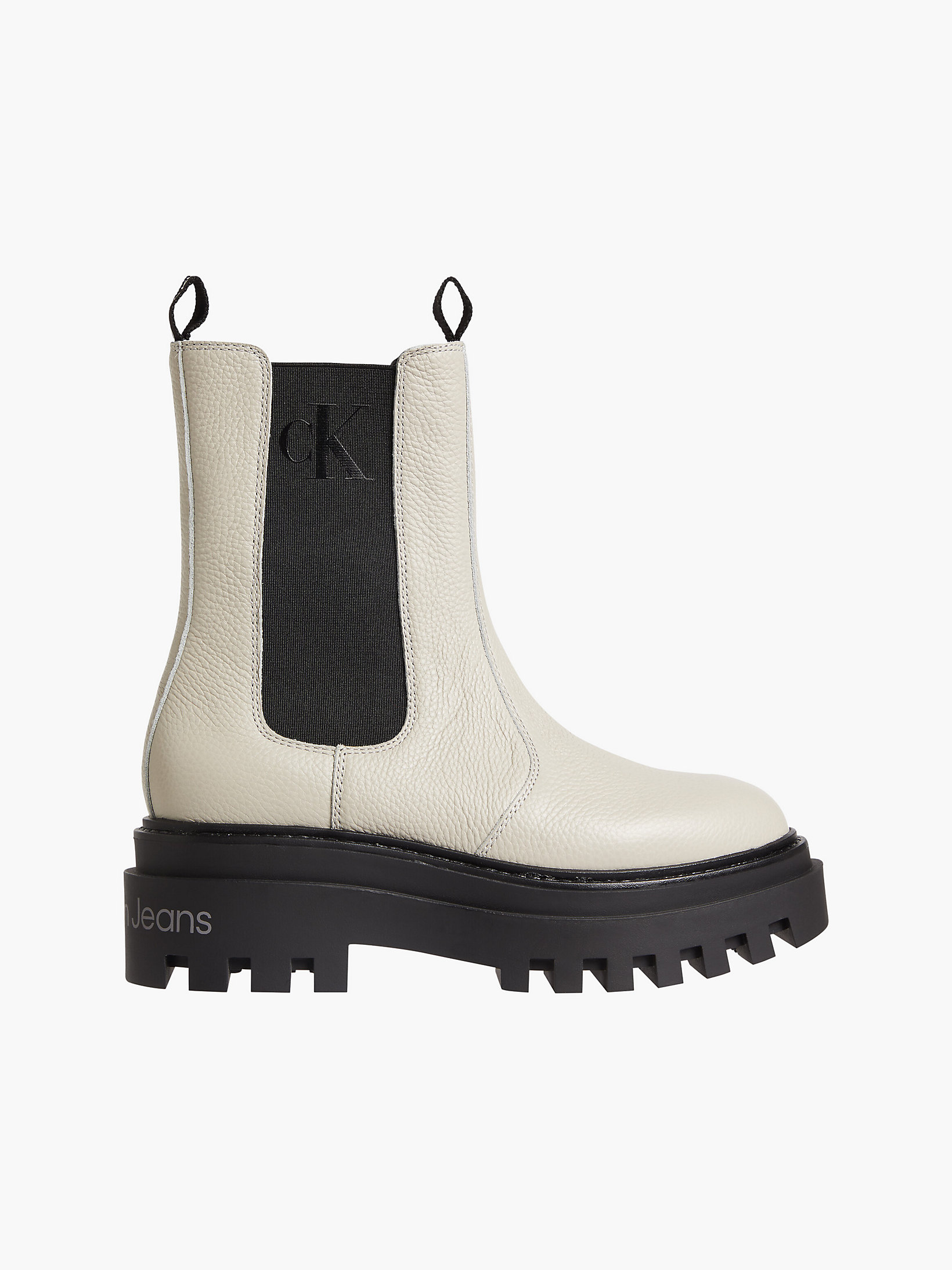 Eggshell Leather Platform Chelsea Boots undefined women Calvin Klein