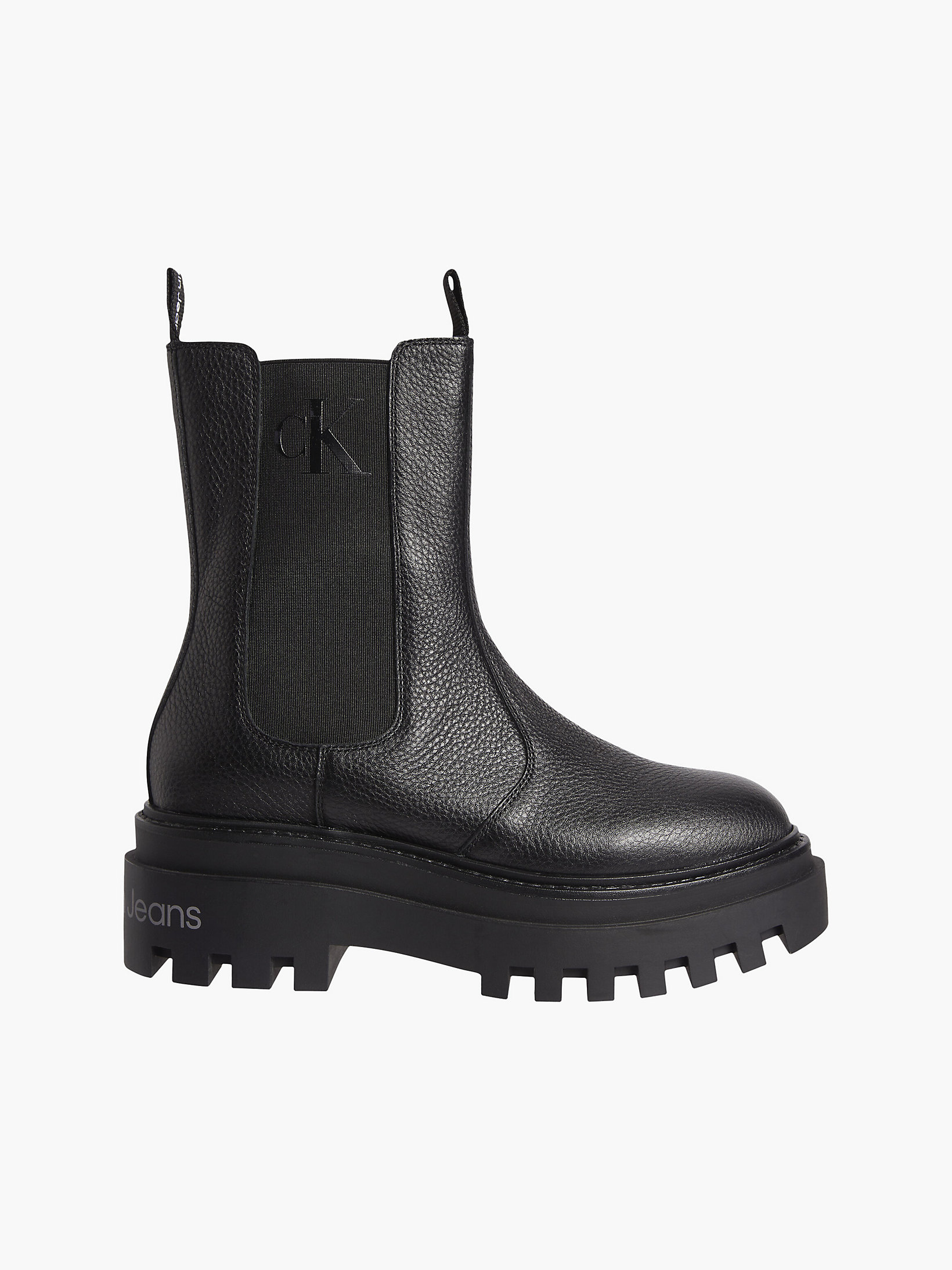 Black > Chelsea-Boots Aus Leder Mit Plateau-Sohle > undefined Damen - Calvin Klein