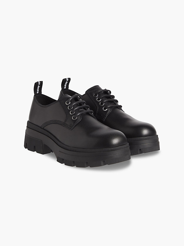 black leather chunky lace-up shoes for women calvin klein jeans
