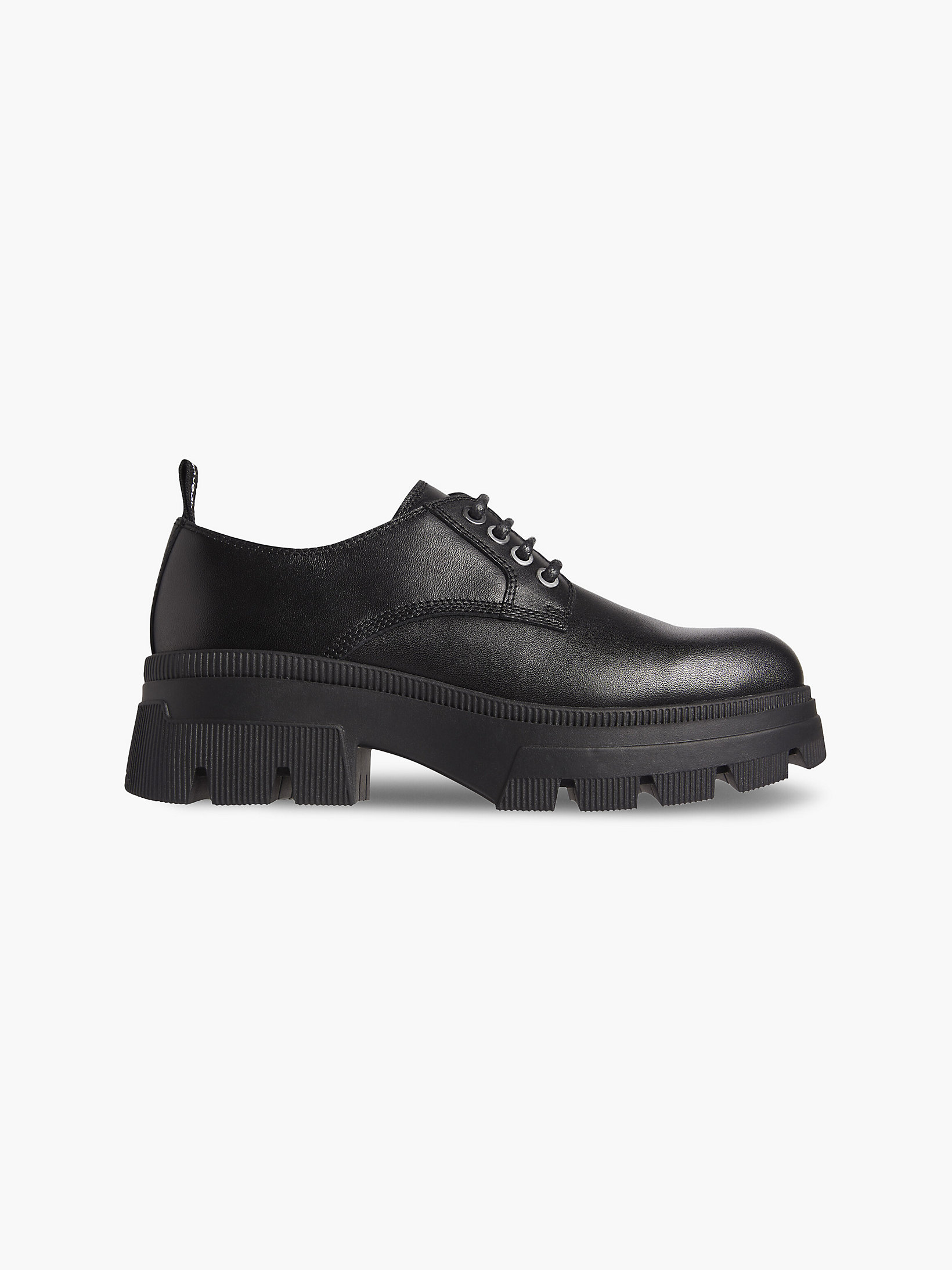 Black Leather Chunky Lace-Up Shoes undefined women Calvin Klein