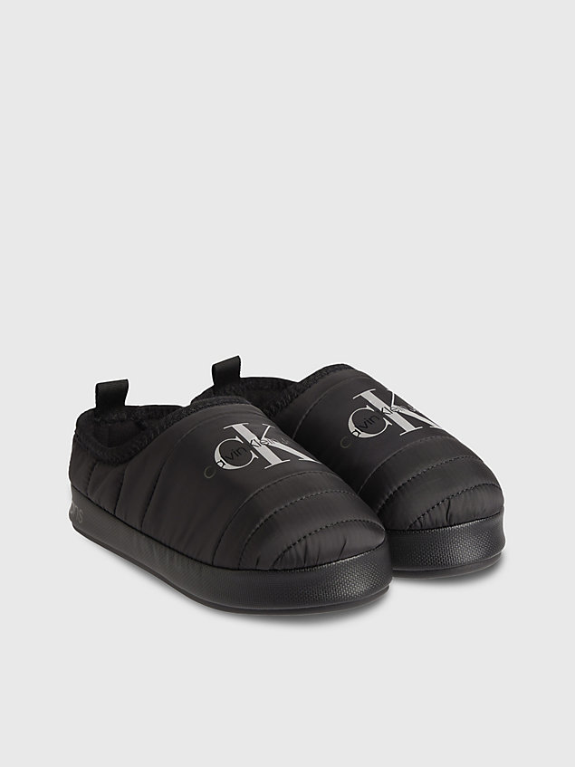 black doorgestikte slippers voor dames - calvin klein jeans