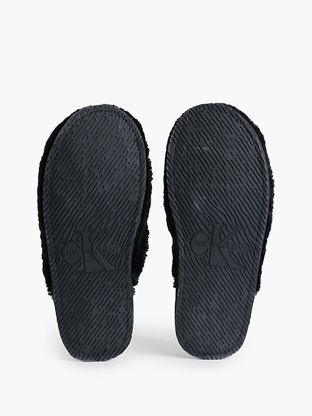 BLACK Recycled Faux Fur Slippers for women CALVIN KLEIN JEANS