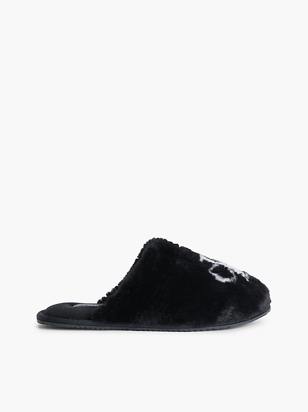 BLACK Recycled Faux Fur Slippers for women CALVIN KLEIN JEANS