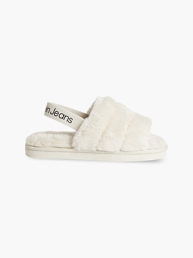 eggshell recycled faux fur slippers for women calvin klein jeans
