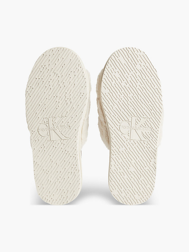 slippers de piel sintética reciclada beige de mujer calvin klein jeans