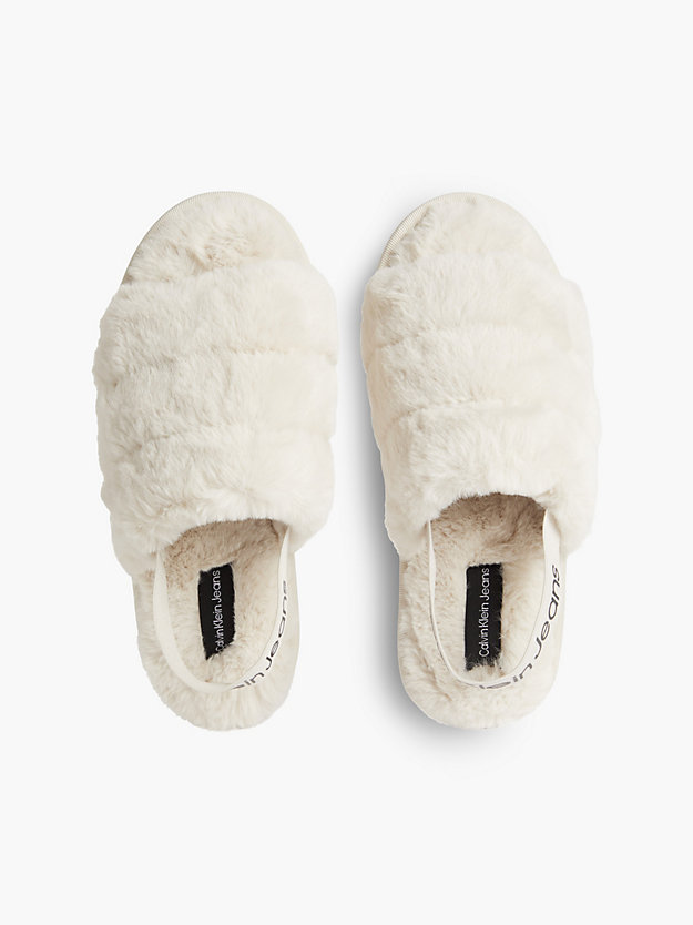 eggshell recycled faux fur slippers for women calvin klein jeans