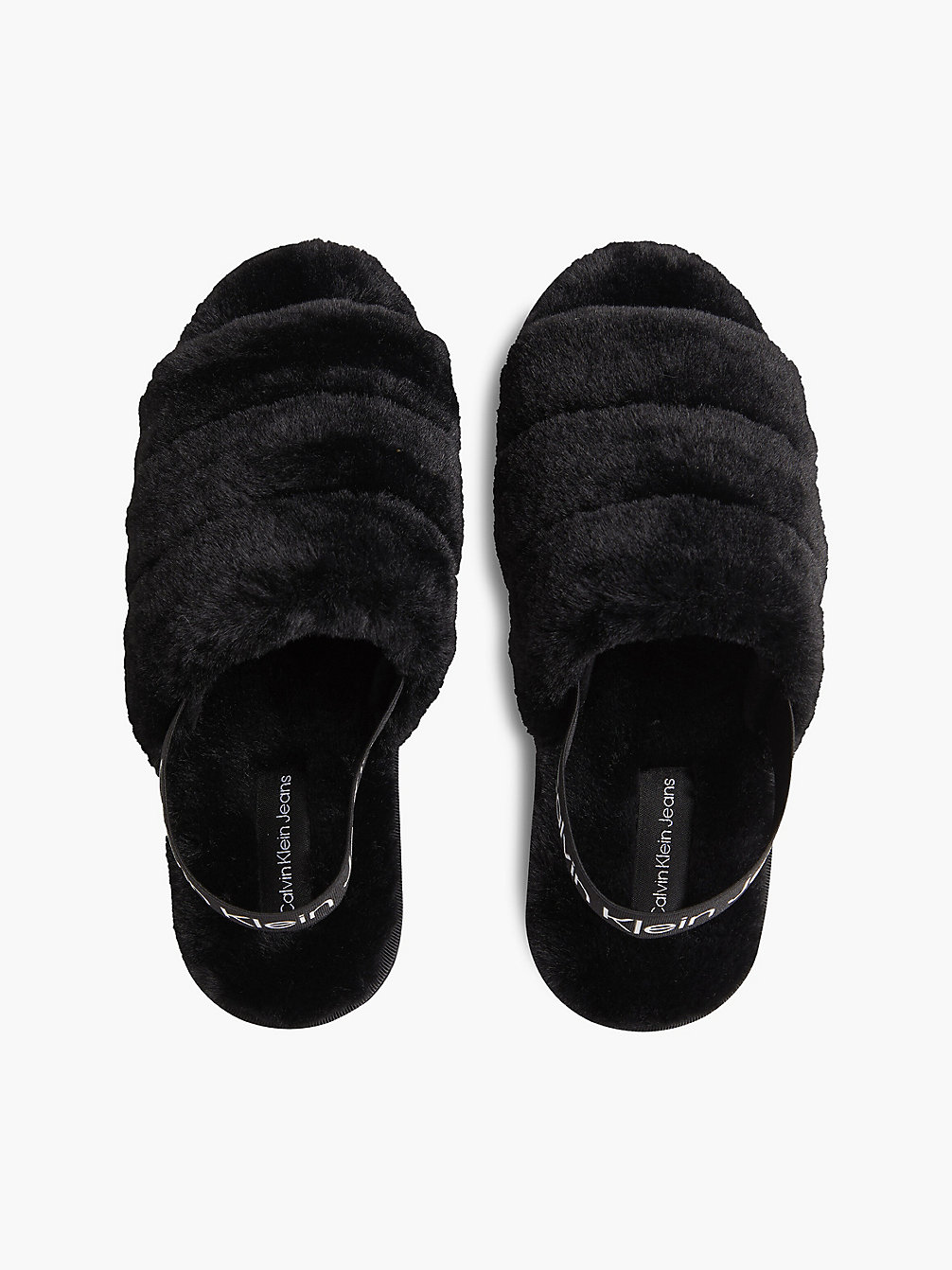 BLACK Recycled Faux Fur Slippers undefined women Calvin Klein