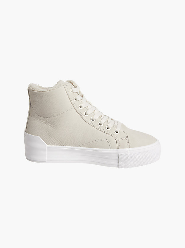 EGGSHELL Leather Platform Hight-Top Trainers for women CALVIN KLEIN JEANS