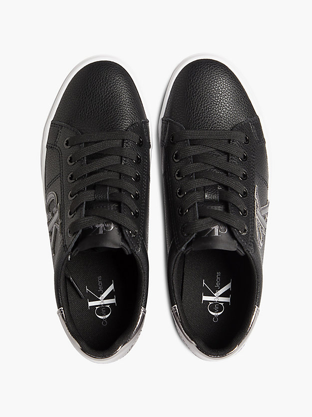 BLACK/SILVER Plateau-Sneakers aus Leder für Damen CALVIN KLEIN JEANS