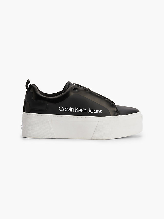 Black Leather Platform Trainers undefined women Calvin Klein