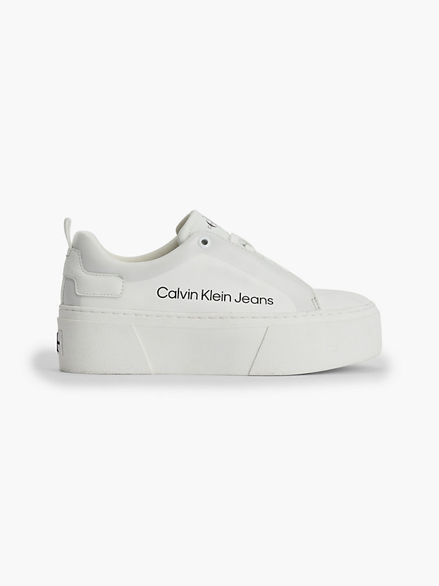 BRIGHT WHITE Leather Platform Trainers for women CALVIN KLEIN JEANS