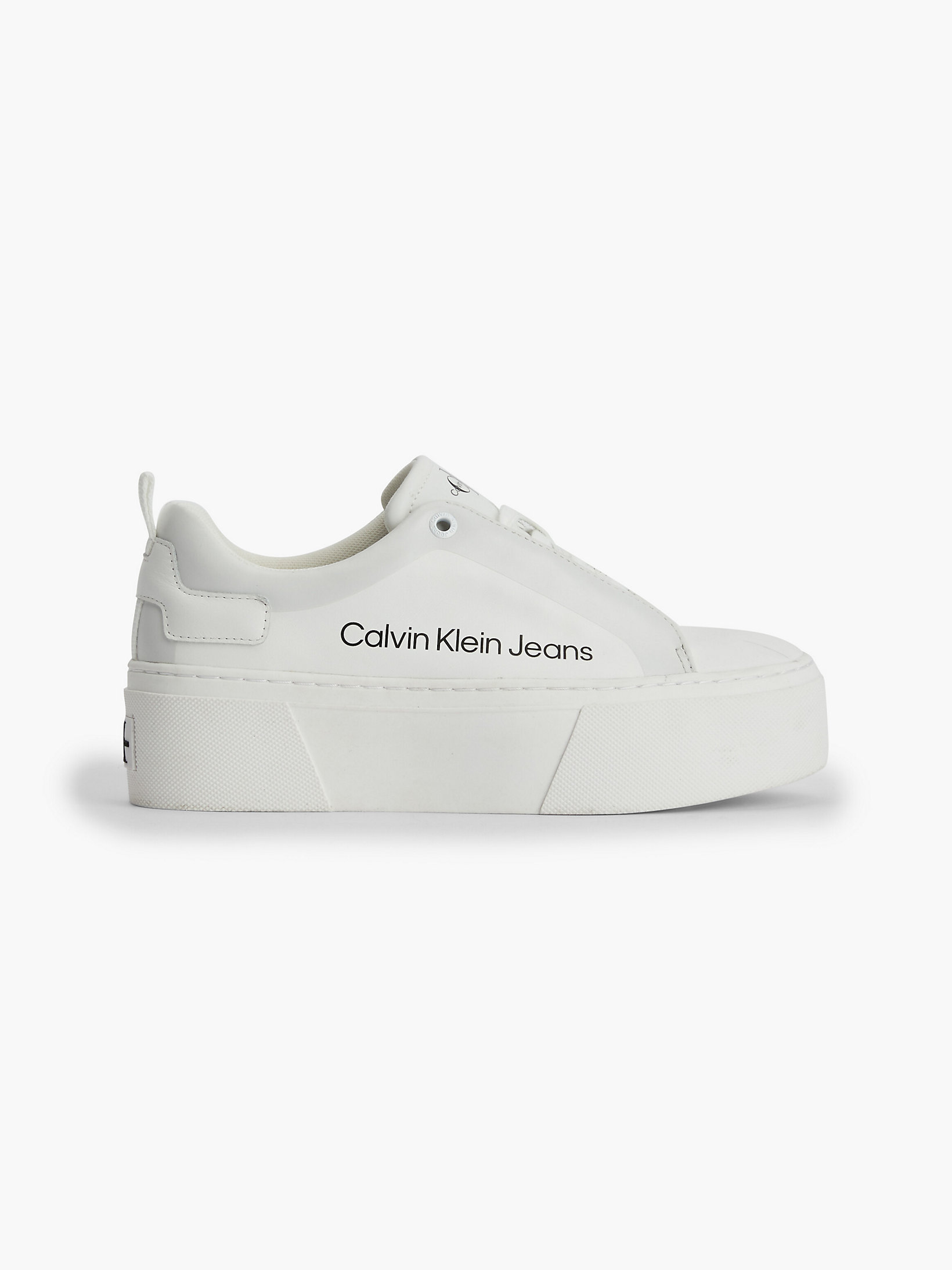 Bright White Leather Platform Trainers undefined women Calvin Klein