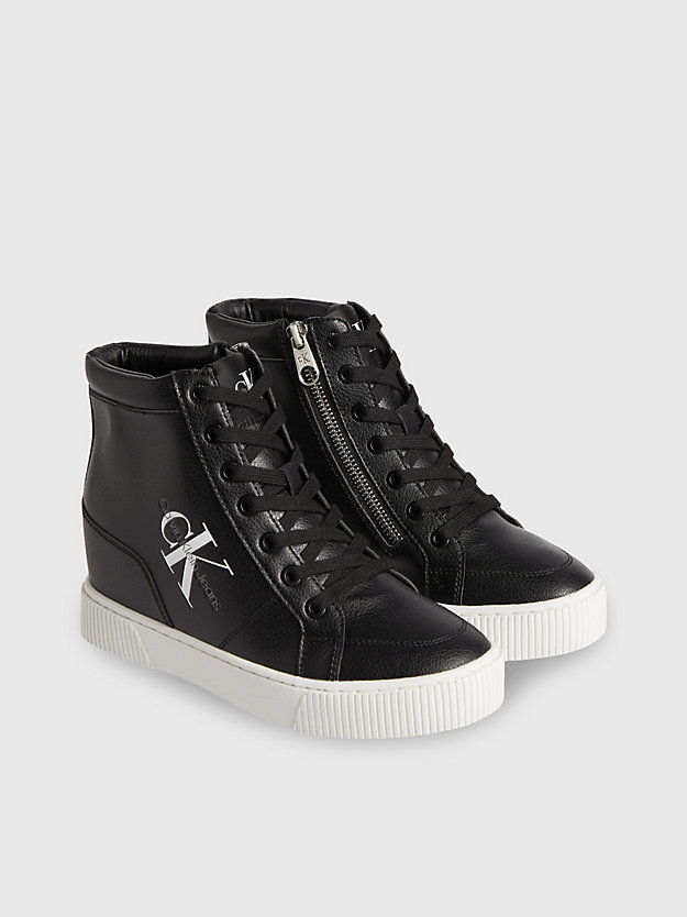 black / silver high-top wedge trainers for women calvin klein jeans