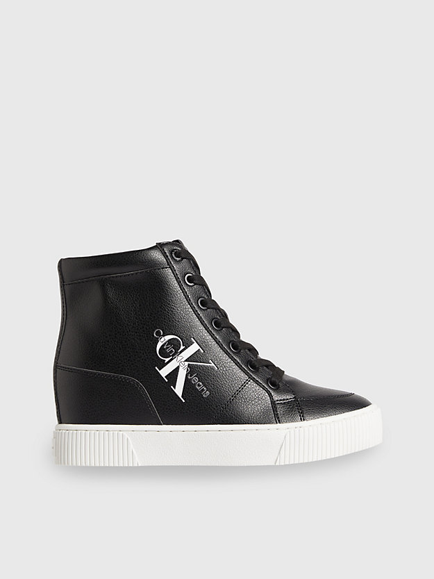 black / silver high-top wedge trainers for women calvin klein jeans