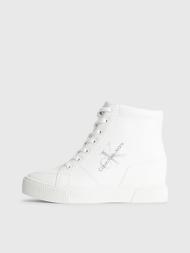 white/silver high top wedge sneakers für damen - calvin klein jeans