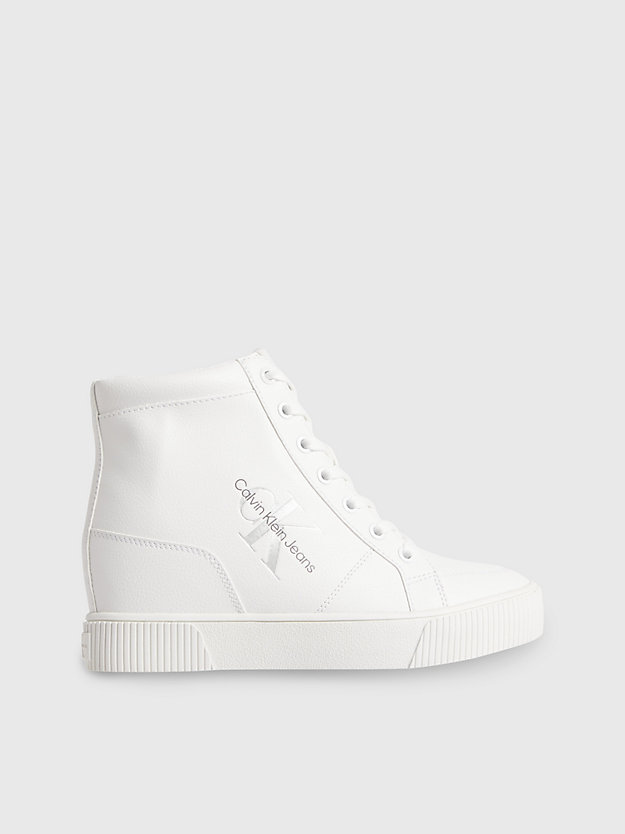 white/silver high-top wedge trainers for women calvin klein jeans