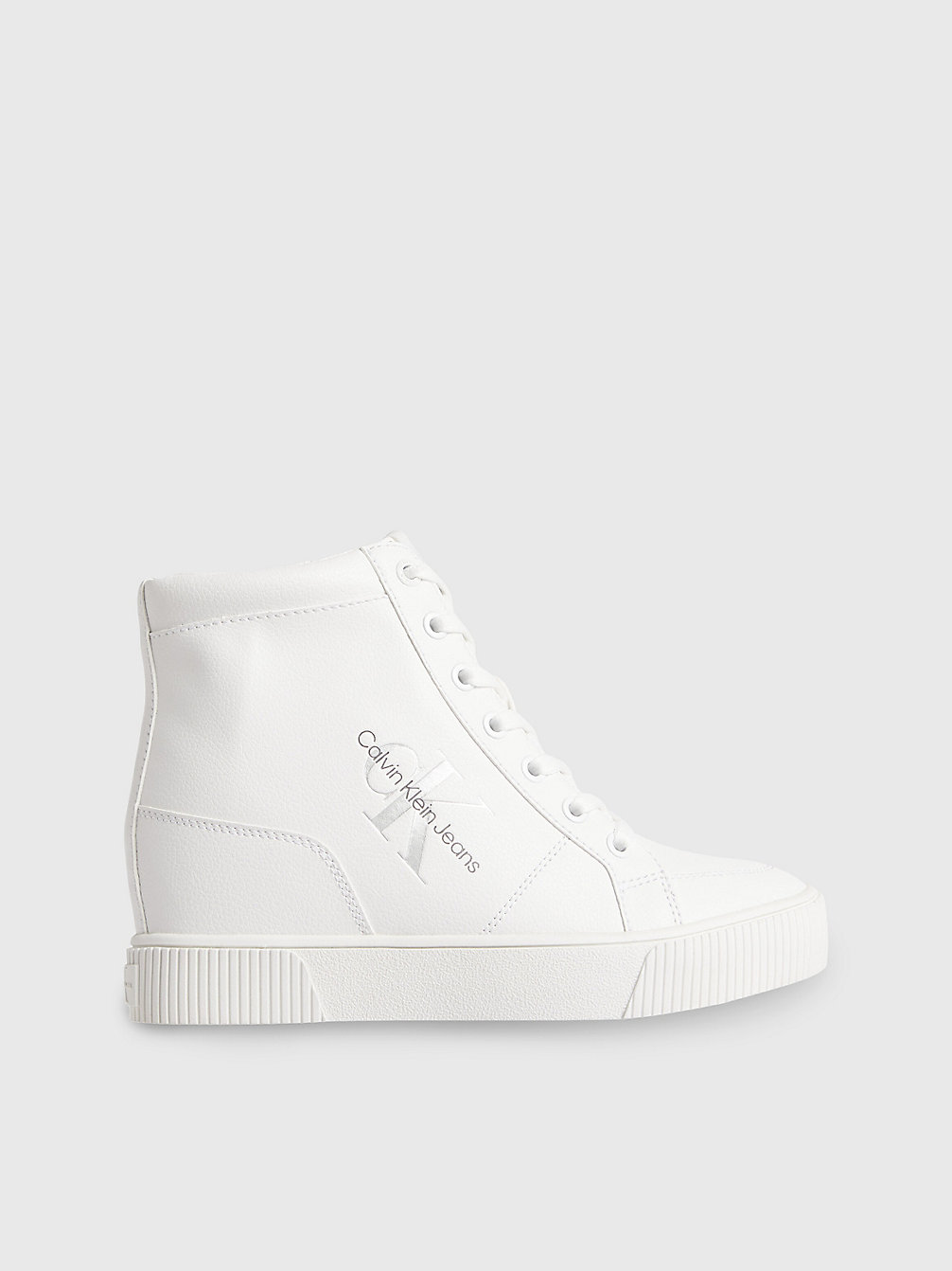 WHITE/SILVER High-Top Wedge Trainers undefined women Calvin Klein