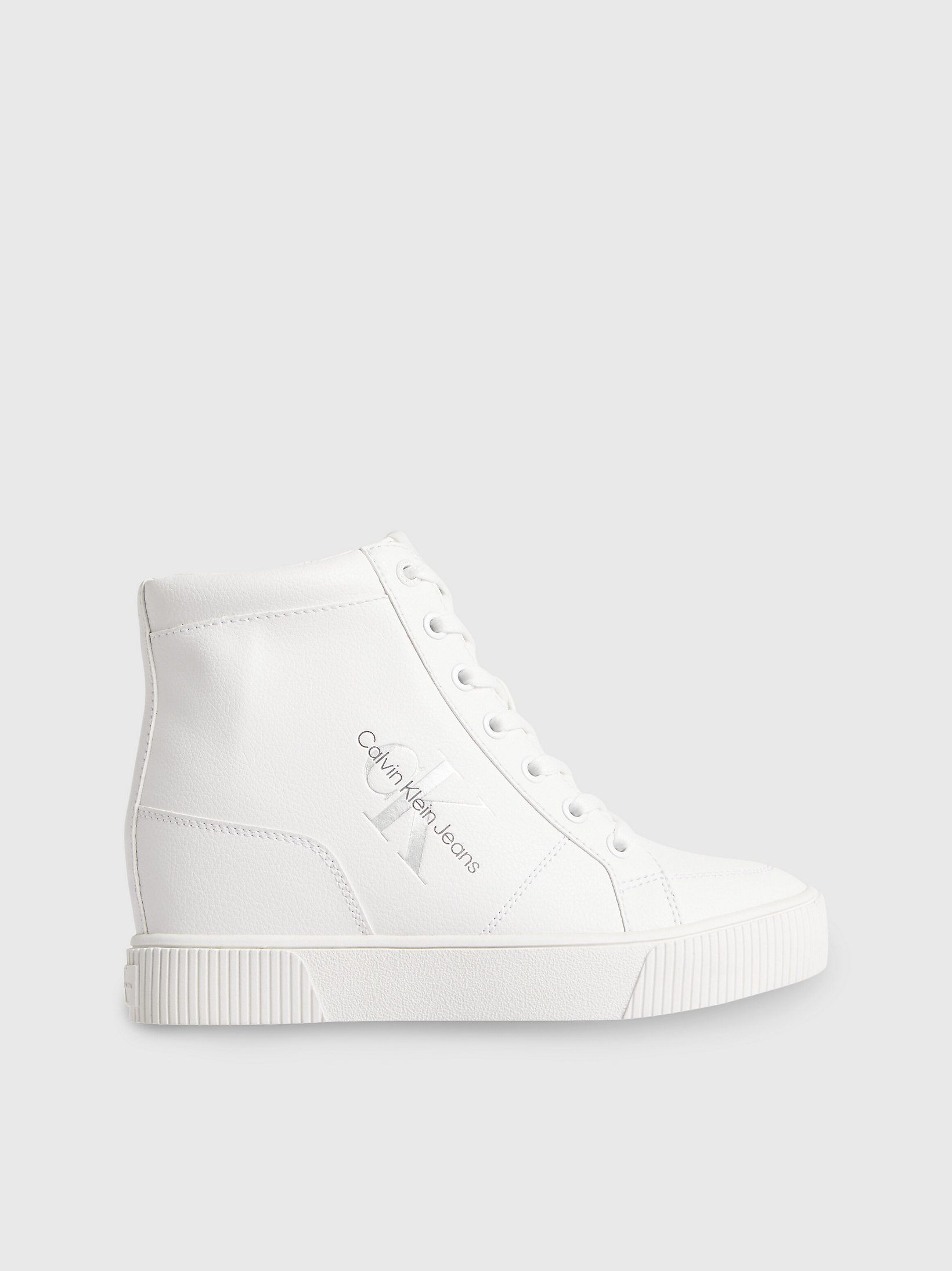 White/silver High-Top Wedge Trainers undefined women Calvin Klein