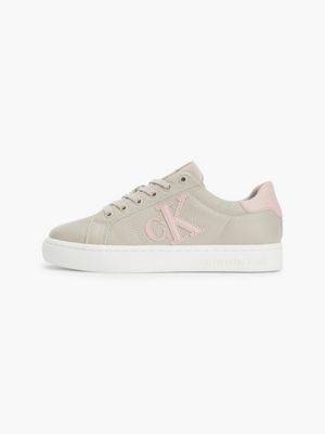 EGGSHELL/PINK BLUSH Leder-Sneakers für Damen CALVIN KLEIN JEANS