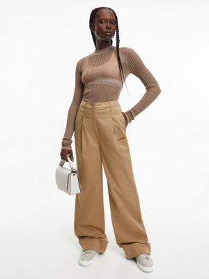 EGGSHELL/PINK BLUSH Leder-Sneakers für Damen CALVIN KLEIN JEANS