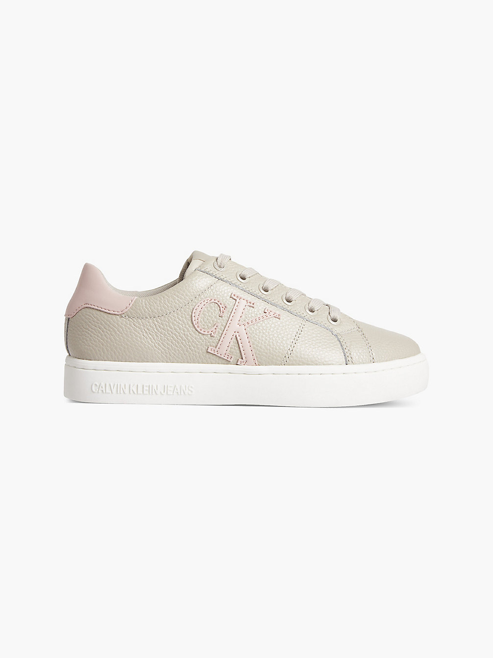EGGSHELL/PINK BLUSH Leather Trainers undefined women Calvin Klein