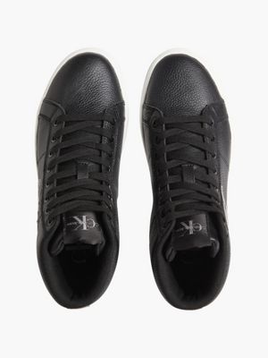BLACK/SILVER Leather High-Top Trainers for women CALVIN KLEIN JEANS